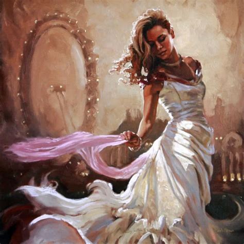 Dancing People Art Oil Painting Lady On White Before Mirror Abstract