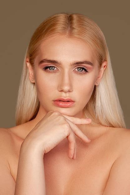 Premium Photo Pretty Woman Portrait Laser Therapy Blonde Nude Lady