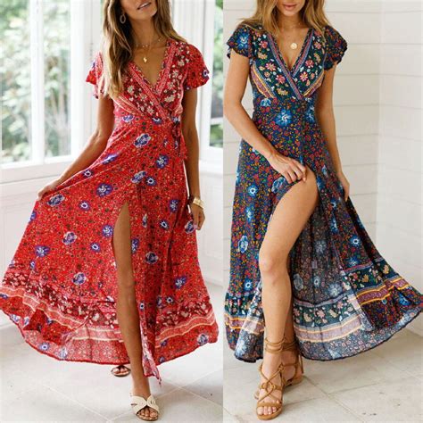 Multitrust Multitrust Summer Women Floral Short Sleeve Dress Casual