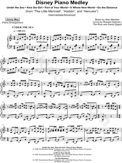 Chromatik.com offers a free download to new visitors, so it's a great chance to see what they've got and get if you like disney songs they've have them for easy piano and a more advanced level. Print and download Disney Piano Medley Intermediate/Advanced sheet music by Jonny May arranged ...
