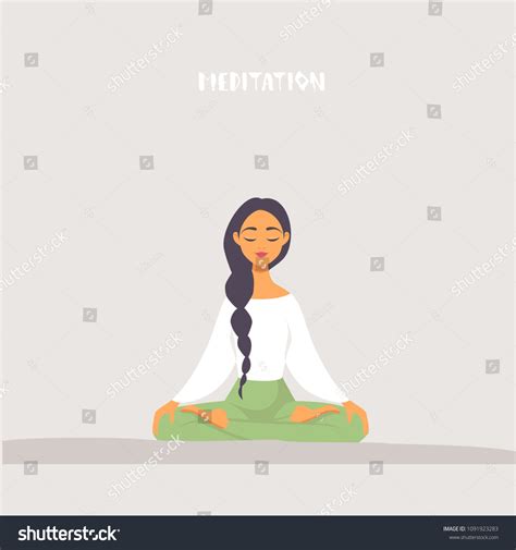Amazing Cartoon Girl Yoga Lotus Practices Stock Vector Royalty Free