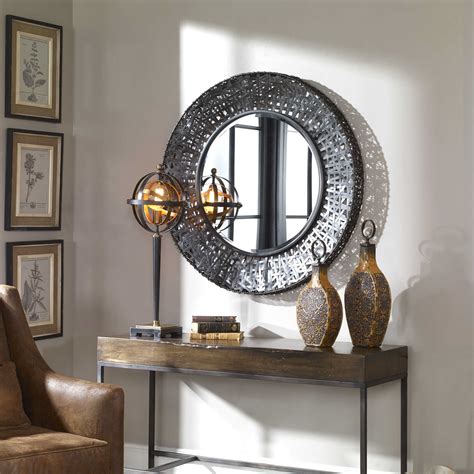 Cool Round Mirror Living Room Wall Decor Pictures