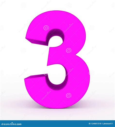 Number 3 3d Clean Purple Isolated On White Stock Illustration