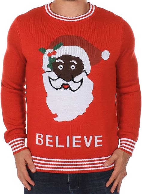 Tipsy Elves Ugly Christmas Sweater Black Santa Sweater At Amazon Men
