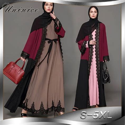 Buy Elegant Womens Muslim Abaya Lace Cardigan Maxi Dress Tunic Thobe Islamic