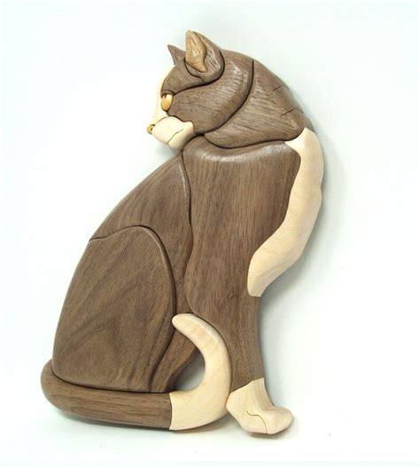 Cat Intarsia Made From Wood Etsy