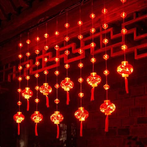 Spring Festival Red Lantern String Lights Chinese New Year Layout