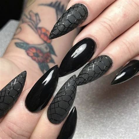 pin by bonnie reynolds on nails pointed nails black nails holographic nails