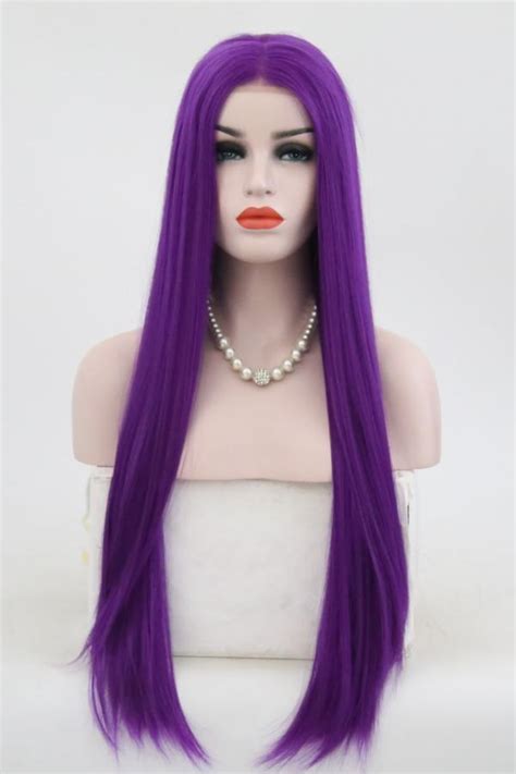 Purple Long Straight Lace Front Wig Synthetic Wigs Babalahair