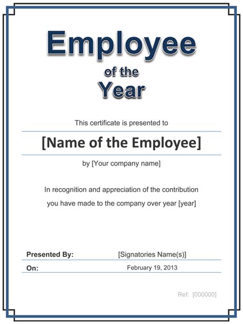employee award cetificate  template  word
