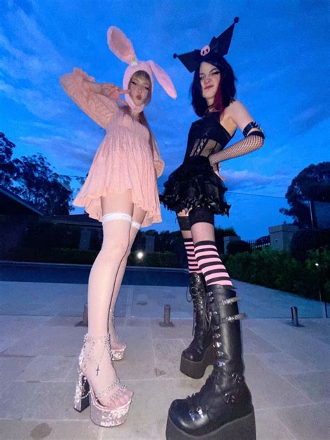 My Melody X Kuromi Cosplay Halloween Costumes For Girls Matching