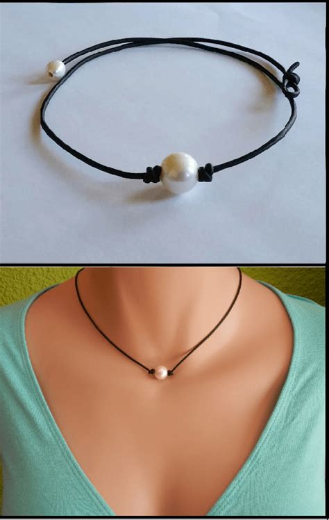 High Quality Freshwater Pearl And Leather Necklace Choker Diy Jewelry