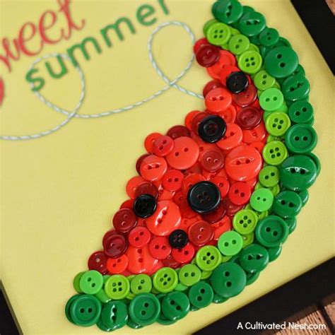 Easy Watermelon Button Craft And Free Printable Summer Diy