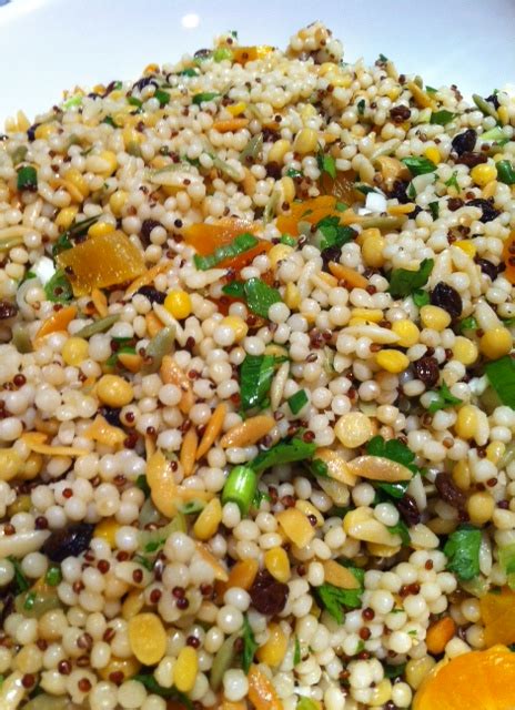 Meanwhile, pour the boiling water and oil into a large bowl. Israeli Couscous with Dried Cranberries, Apricots ...
