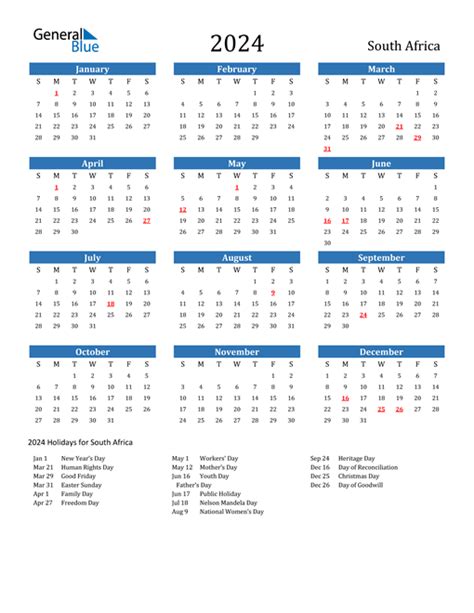 And Calendar Printable With Holidays South Africa