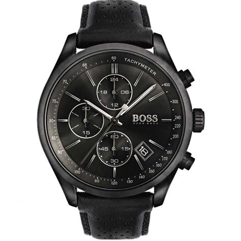hugo boss men s grand prix all black chronograph watch watches from francis and gaye jewellers uk