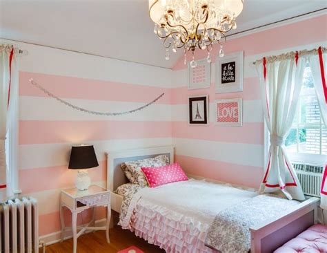 Though the pattern seems to be fairly. Pink white striped walls girls bedroom | For the Home ...