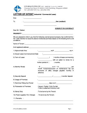 18 Printable commercial lease letter of intent template Forms