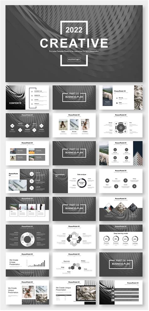 Black And White Simple Business Report Powerpoint Template Original And