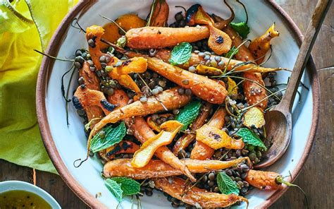 Roast Carrot And Lentil Salad With Orange Mustard Dressing Recipe