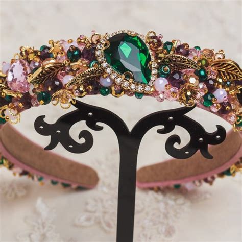 Emerald Headband Green Crystal Tiara Wedding Crown Bridesmaid Etsy