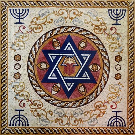 Jewish Symbols Marble Mosaic Religious Mozaico