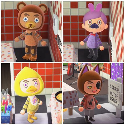 My FNAF cosplays in Animal Crossing: New Horizons! (all designs made by