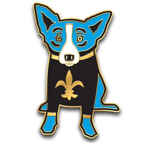 Black And Gold Blue Dog Lapel Pin George Rodrigue Foundation Of The Arts