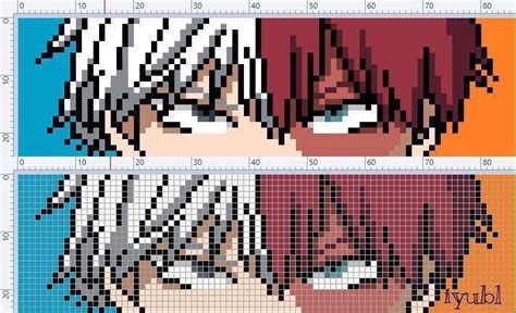 Todoroki Pixel Art Grid Todoroki Perler Pixeles 32x32 Pixelados схемы