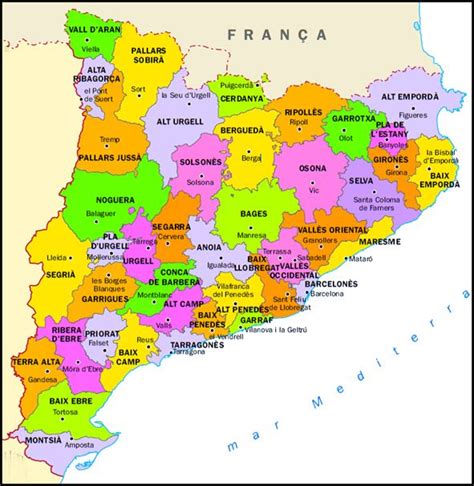Mapa De Catalunya Provincias Municipios Turístico Y Carreteras De
