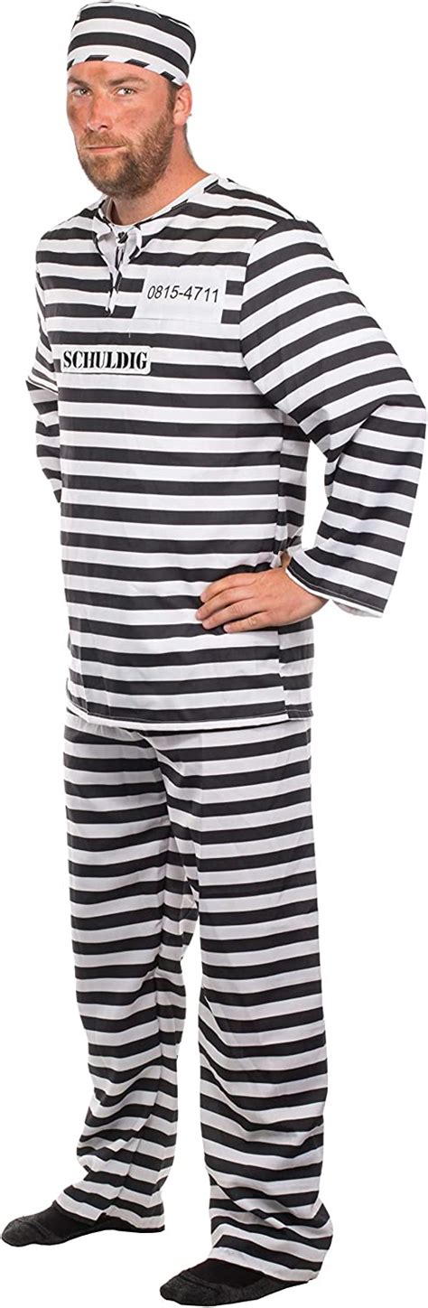 Brandsseller Mens Convict Costume Fancy Dress Convict Design 2 Size