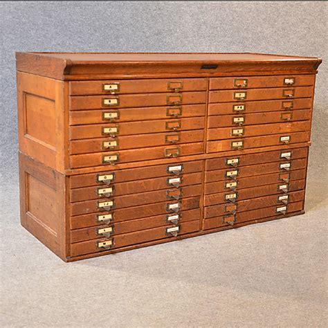 Antique Specimen Collector Cabinet Oak Plan Chest Drawers London