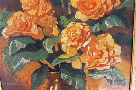 Antiques Atlas Art Deco Oil Painting Still Life Of Flowers