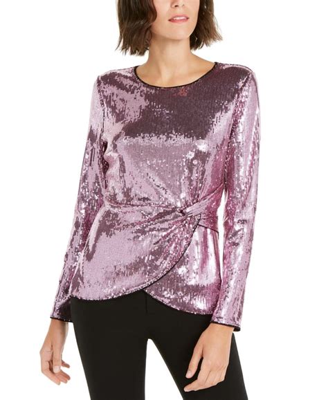 Inc Twisted Sequined Top Created For Macy S Silver Sequin Top Tops Formal Tops For Women