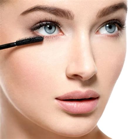 Girl Makes Makeup Beautiful Woman Apply Mascara Eyelashes Cosmetic