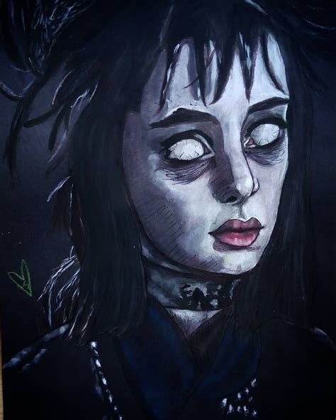 A Drawing Of A Woman With Black Hair And White Make Up On Her Face