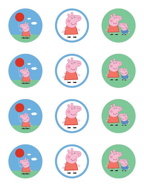 peppa pig birthday party cupcake toppers stickers
