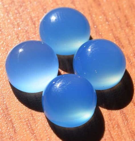 Natural Blue Chalcedony Gemstone Cabochon 1 Pair 20x20 Mm