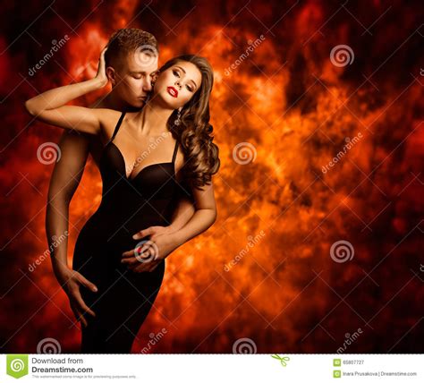 Sexual Couple Passion Man Kiss Sensual Woman Love Flame