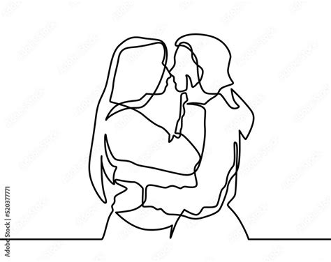 Vettoriale Stock Continuous Drawing Of Two Lesbians Kissing Each Other