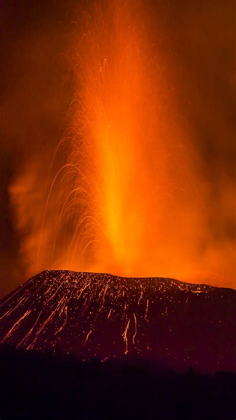 Download Wallpaper 1440x2560 Volcano Eruption Lava Splashes Qhd