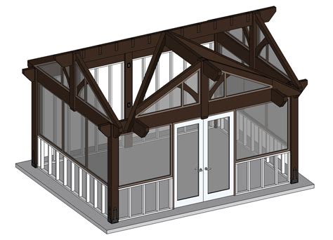 Constructed with a durable aluminum frame, this room is a classic in quality and workmanship. 3 Gable Pavilion Kit Win for Sunroom | Western Timber Frame