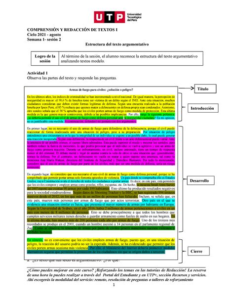 Estructura De Un Texto Argumentativo Utp Image To U