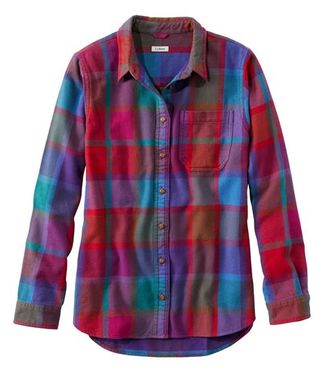 Womens Llbean Organic Flannel Shirt Plaid Shirts And Button Downs