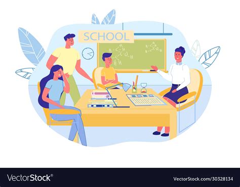 Parents Kid And Teacher At Pta Meeting In School Vector Image
