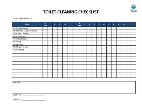 Janitorial Checklist Template Excel