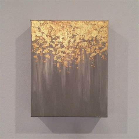 Gold Leaf Painting Abstract Gold Leaf Painting 8x10 Wall Art Heavy