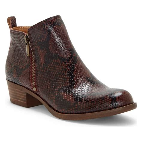 Lucky Brand Lucky Brand Womens Basel Ankle Bootie Red Slither Snake