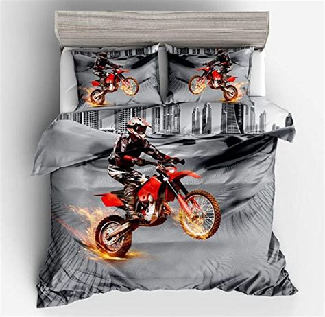 Vichonne Red Dirt Bike Bedding Sets Twin Size3 Piece