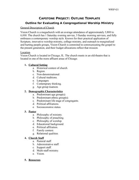 Wrsp 421 D01 Capstone Project Outline Wrsp 421 Capstone Project